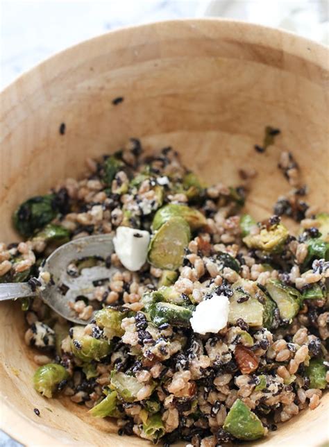 Moroccan Spiced Black Rice Farro And Brussels Sprouts Brussel Sprout