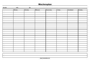 Dies ist ein wochenplan tabelle in word erstellt. Wochenplanung, Montag bis Sonntag | Vorlage, Muster zum herunterladen