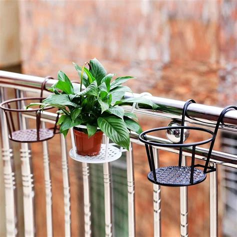 Balcony Rail Planters Hanging Railing Plant Holder Stand Flower Pot Basket For Fence Patio Deck