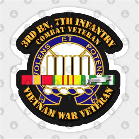 3rd Bn 7th Infantry Vietnam Vet W Svc Ribbons Veteran Sticker