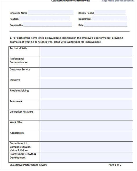 Blank Evaluation Form Template 1 Templates Example Templates