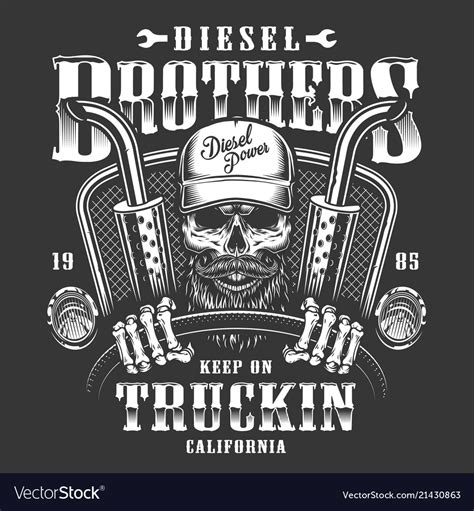 Posted in brother, dcp printer series. Skull trucker print Royalty Free Vector Image - VectorStock