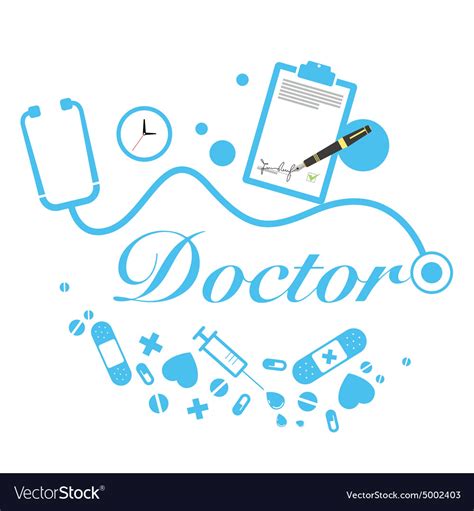 Doctor Title With Medical Instruments Royalty Free Vector