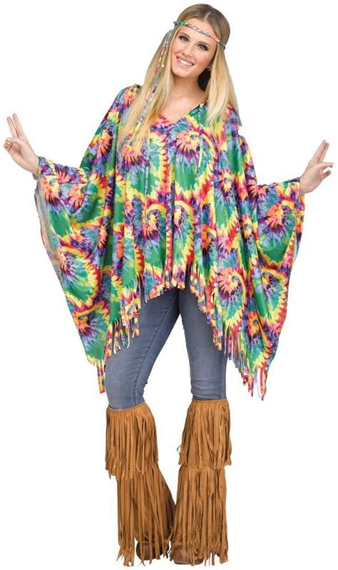 Poncho Tie Dye Hippie Womens Costume Hippie Outfits Hippie Costume