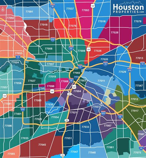 Houston Neighborhood Map Houston Map Houston Zip Code Map Houston