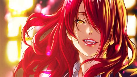 320x570 Resolution Female With Red Dyed Hair Anime Character
