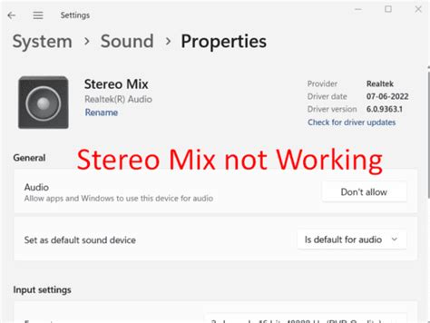 How To Fix Stereo Mix Not Working In Windows 11