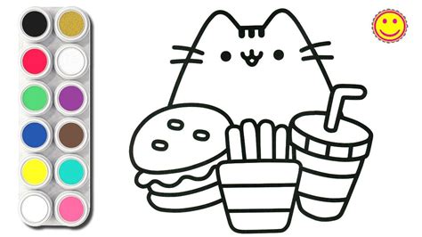 Cute foods with faces coloring pages popular cute food coloring. 🐈How To Draw Cute CAT and Food Coloring Pages For Kids ️ ...