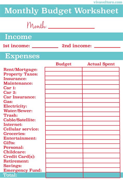 Free Personal Budget Template Printable Free Printable Templates Download