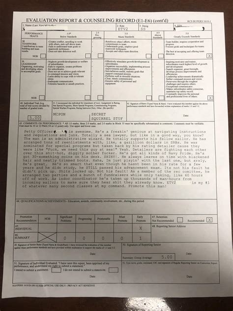 Navy Evaluation Template