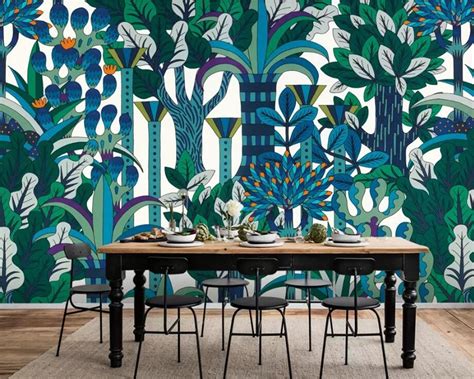 Custom 3d Mural Wallpaper European Hand Painted Abstract Rainforest