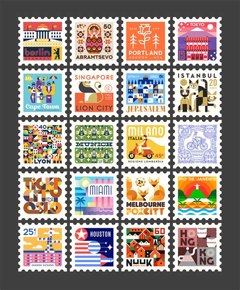 A Fun Colorful Tribute To The Art Of Postage Stamp Design Featuring