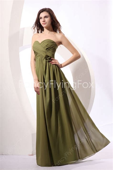 Pretty Olive Green Long Chiffon Plus Size Prom Dresses 13500