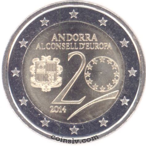 2 Euro Coin Andorra 2014 Andorra Joined The Council Of Europe