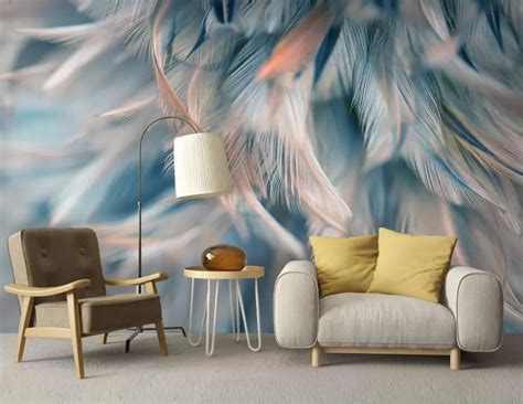Modern Wall Murals Creative Feather Design Living Room
