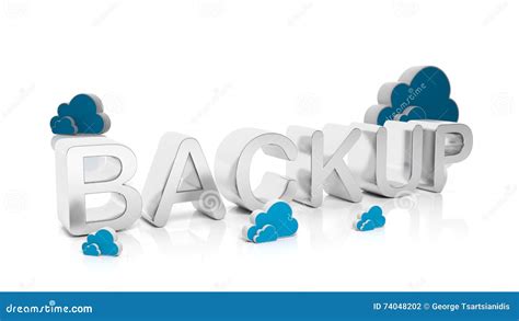 3d Rendering Of Backup Text With Cloud Symbols Stock Illustration