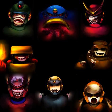 The Mega Man 2 Robot Masters In Halloween Mode Game Art Hq