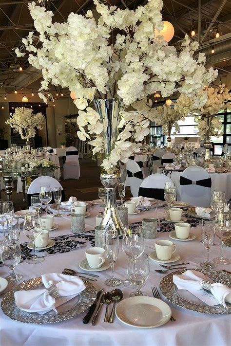 Elegant White Silver And Black Wedding Elegant Wedding Ideas