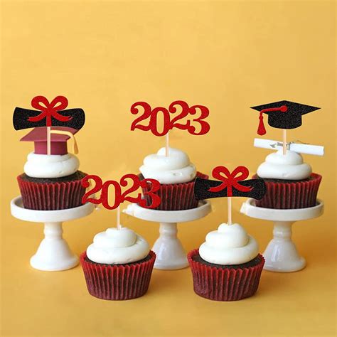 Buy 24 Pcs 2023 Graduation Cupcake Toppers Glitter Class Of 2023