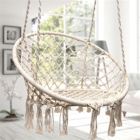 Cotton Hammock Chair Hanging Macrame Swing Seat Soft Spun Rope Weaving