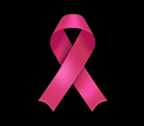 Breast Cancer Awareness Symbol Pink Ribbon Isolated On Black