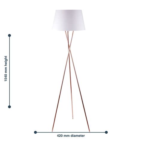 Copper Tripod Floor Lamp With White Fabric Shade