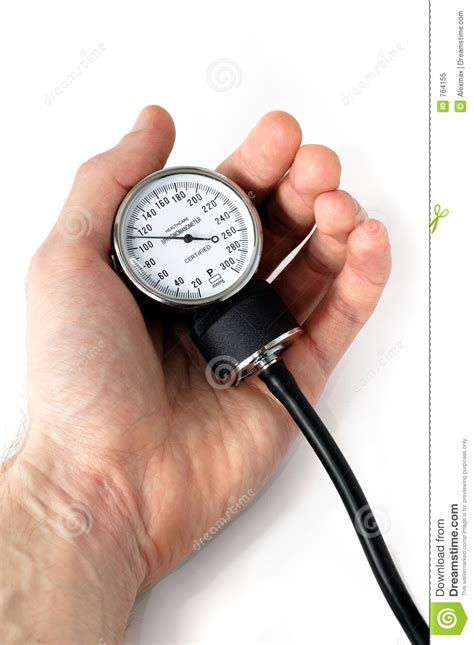 Manual Blood Pressure Monitor In Hand Medical Tool Isolated Stock Image