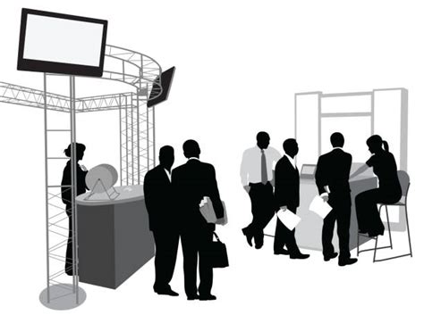 Royalty Free Trade Show Booth Silhouettes Clip Art Vector Images
