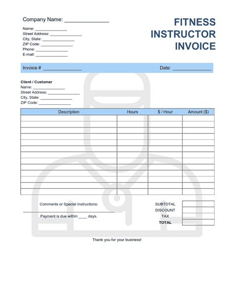 Gym Invoice Template