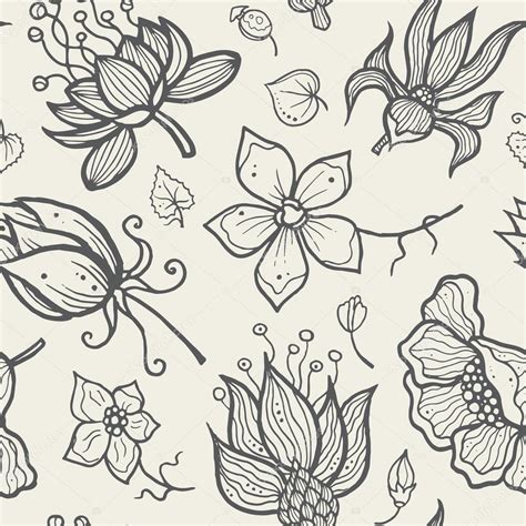 Illustration Of Seamless Hand Drawn Floral Pattern For Your Design