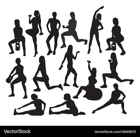 Fitness And Gym Sport Activity Silhouettes Vector Image