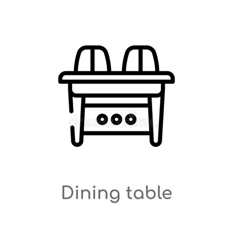 Dining Table Line Icon Furniture And Interior Stock Vector