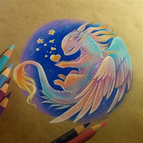 Heart Of Stars By Alviaalcedo On Deviantart Fantasy Art Cute Dragon