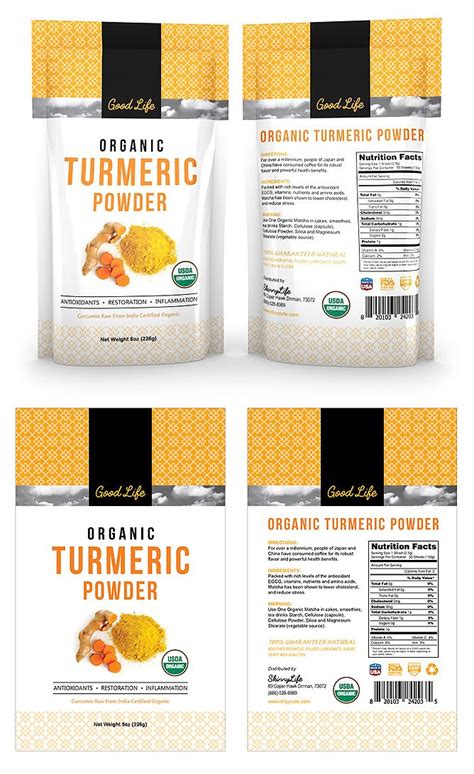 Organic Turmeric Curcumin Powder Label Template Organic Turmeric Tea