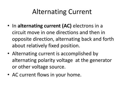 Ppt Direct Current Dc And Alternating Current Ac Powerpoint