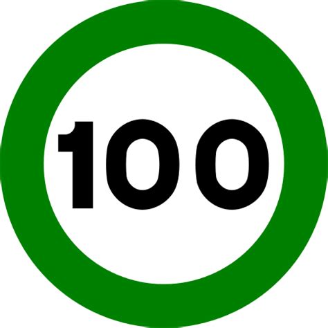 100 or one hundred (roman numeral: File:Spain traffic signal r301-100-green.svg - Wikimedia ...