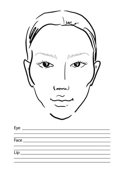 Man Face Chart Makeup Artist Blank Template Vector Illustration Stock