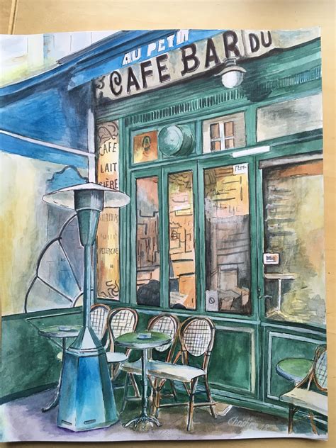 French Cafe Drawing Images Painting Drawings