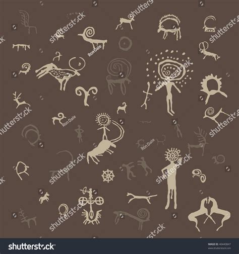 Petroglyphs Stock Vector Illustration 40440847 Shutterstock