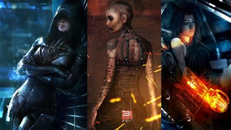 Three Assorted Character Digital Wallpaper Collage Mass Effect Video