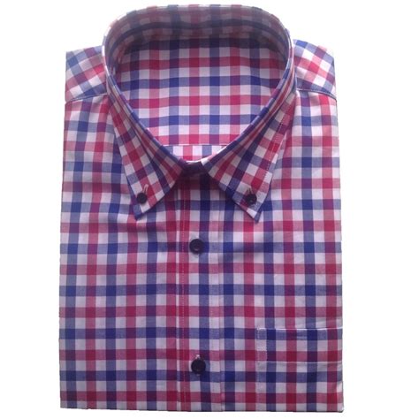 Buy 100 Cotton Blue Red White Gingham Dress Shirts