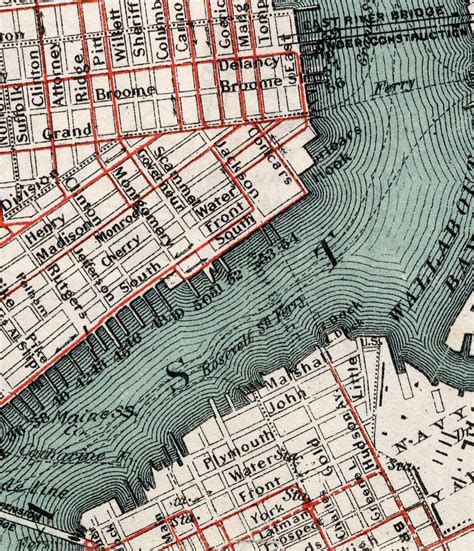 Old Map Of New York 1897 Manhattan Vintage Map Of New York Vintage