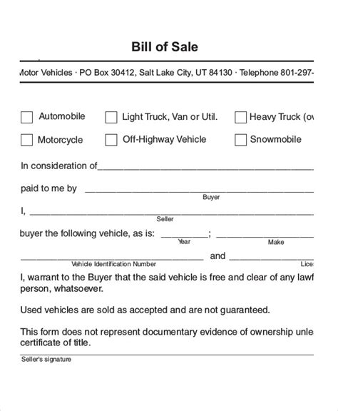 Car Bill Of Sale Utah Car Sale And Rentals