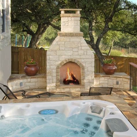 Small House Hot Tub Firepit Build Outdoor Fireplace Hot Tub Patio