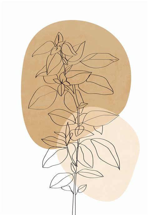 Minimalist Modern Botanical One Line Drawing Print Plant Painting Bedroom Wall Art Abstract