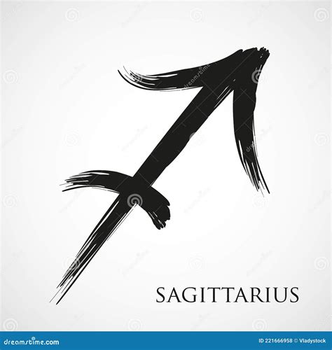 Sagittarius Zodiac Symbol Isolated On White Background Brush Stroke