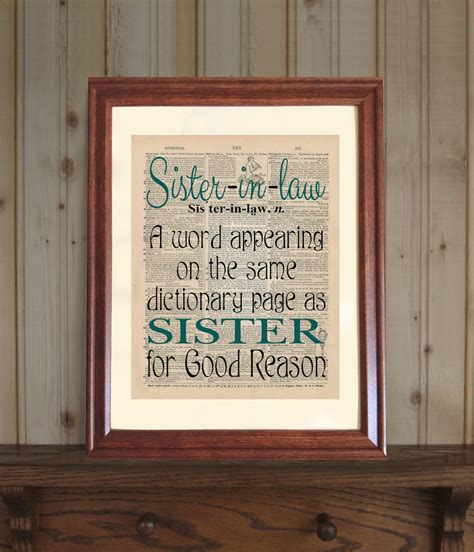 Sister In Law Dictionary Print Sister In Law Quote T For