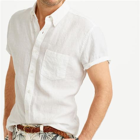 Jcrew Short Sleeve Irish Linen Shirt In White For Men Lyst