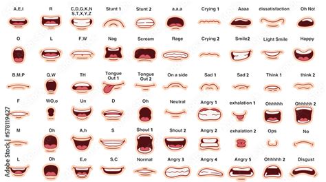 Vetor De Cartoon Character Talking Mouth And Lips Expressions Vector