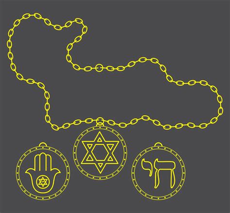 Medal Chain Jewish Symbols Vetores Ilustrações Artistas
